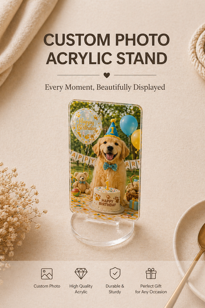 Custom pet birthday photo acrylic stand