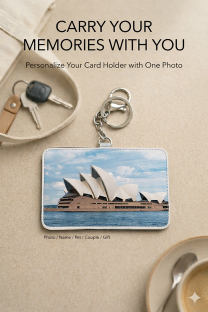 Custom photo card holder with personalised travel photo gift