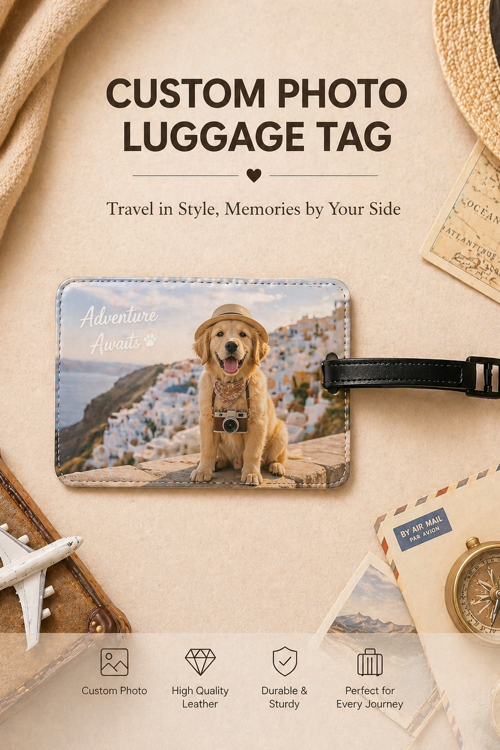 Custom pet travel luggage tag for suitcase
