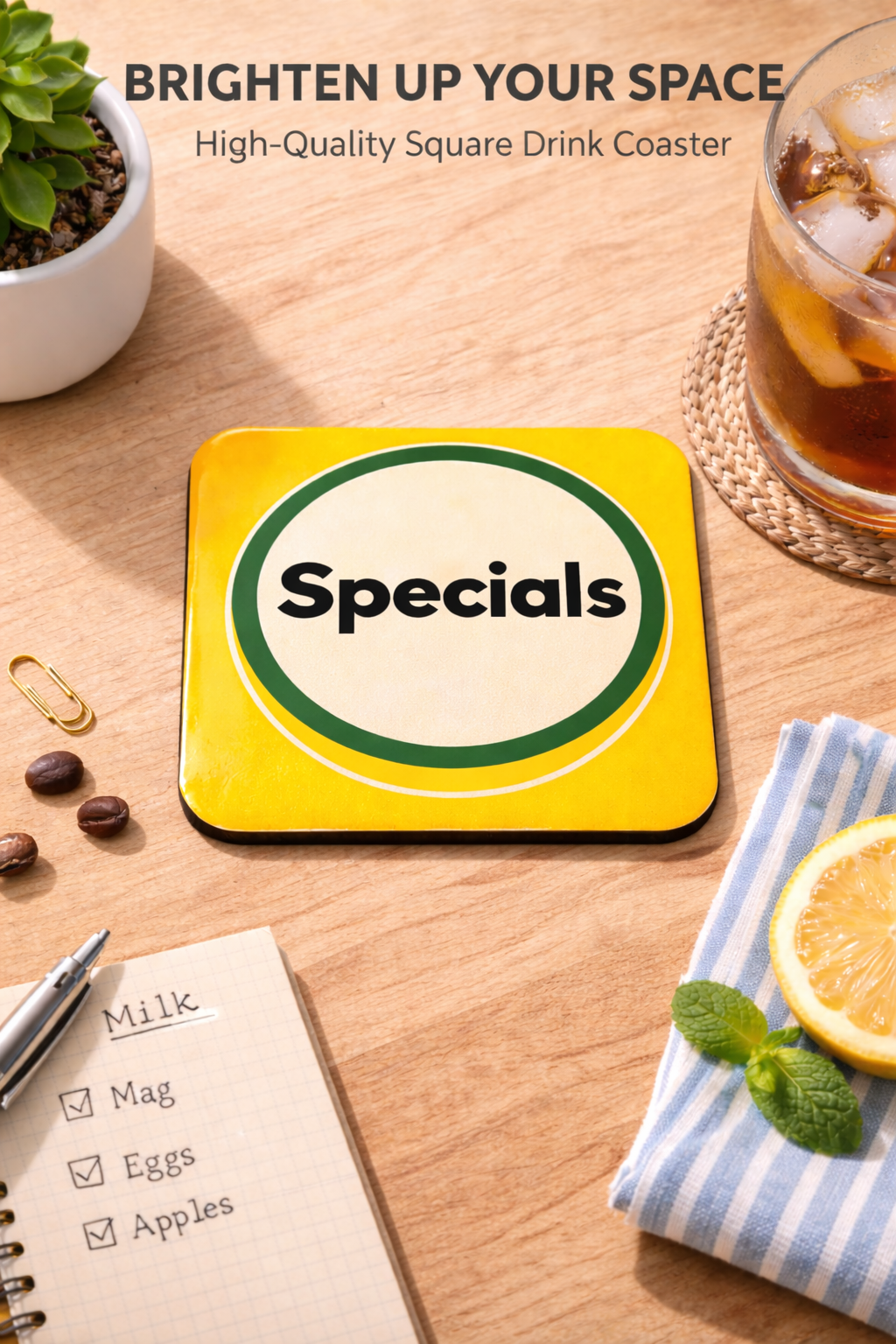 Custom square drink coaster personalised home decor gift